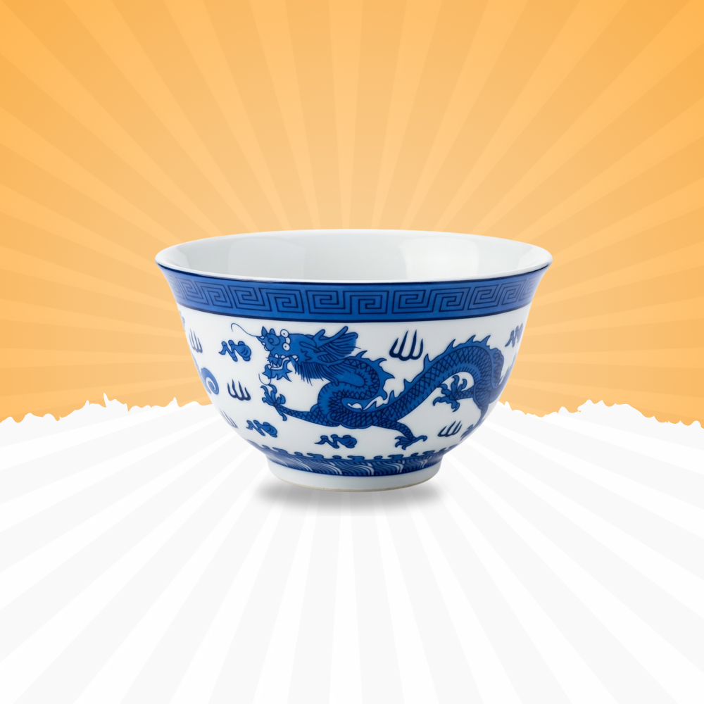 Royal Blue Dragon Ceramic Bowl – Classic Oriental Design | Baniyabudgetstore