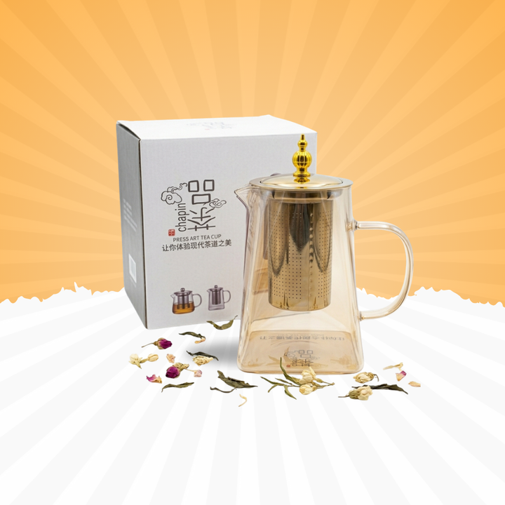 Premium Glass Tea Infuser Pot – Elegant Press Art Teapot with Filter | Baniyabudgetstore