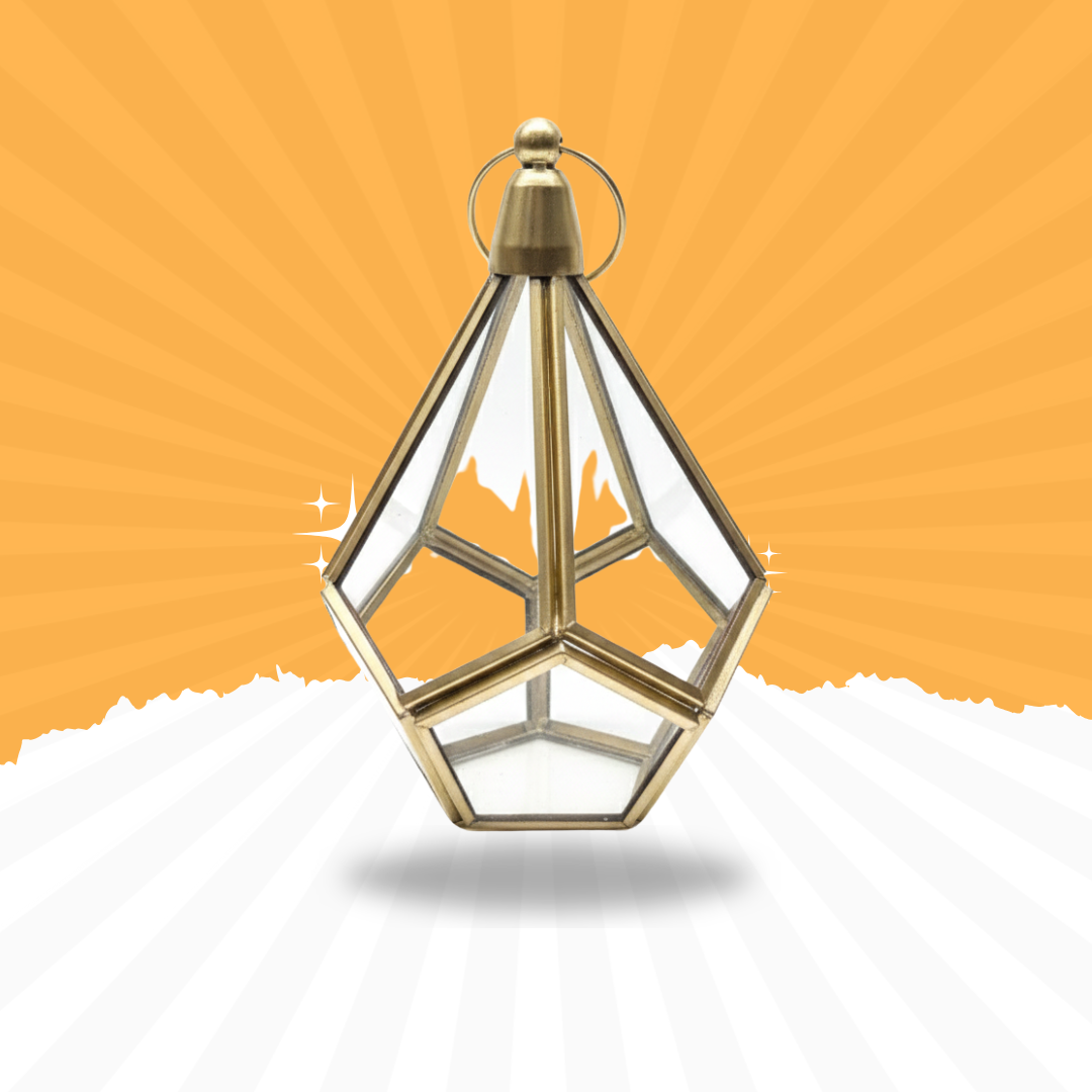 Geometric Glass Candle Stand – Hanging Decorative Lantern Holder