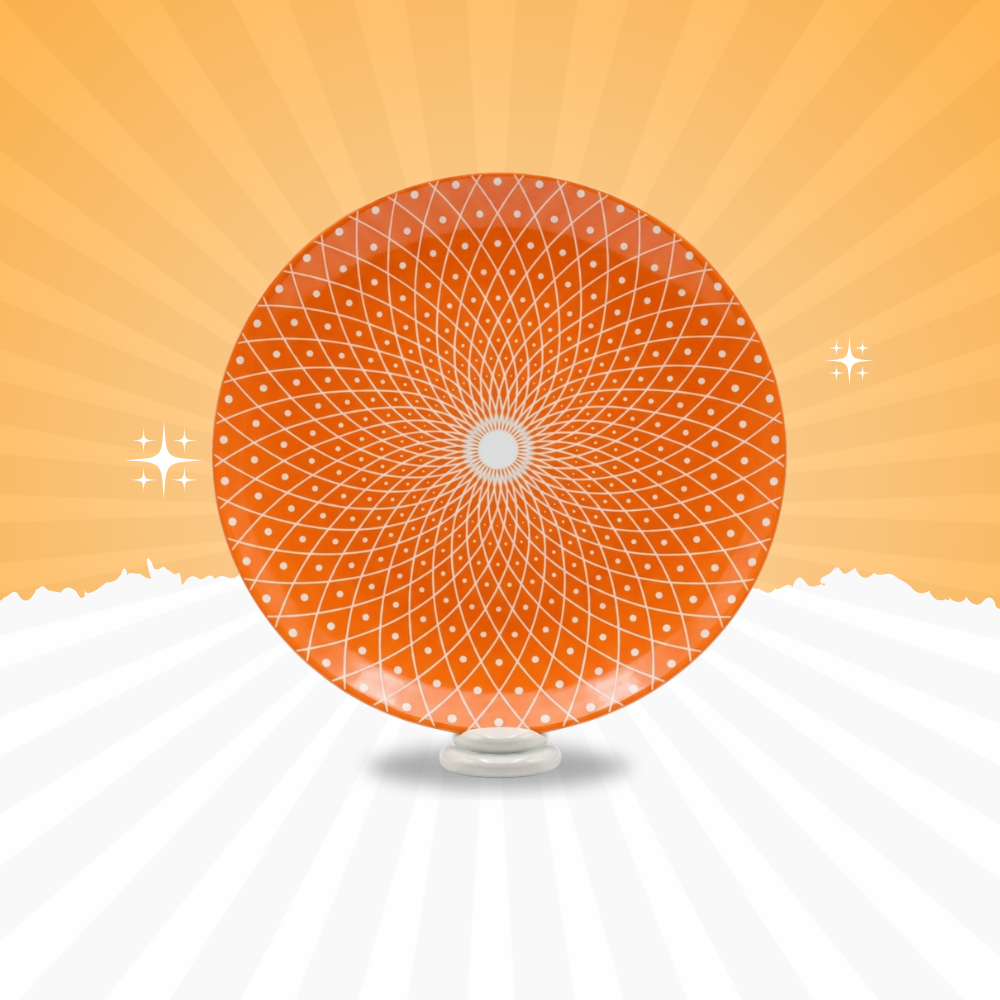 Geometric Orange Ceramic Serving Plate (Set of 2) – Modern Designer Dish | Baniyabudgetstore