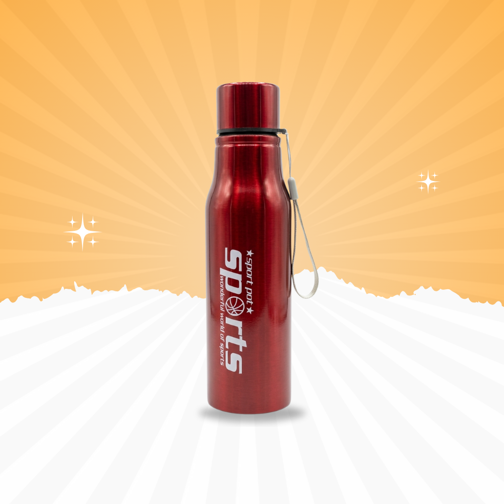 Premium Red Stainless Steel Water Bottle with Carry Strap