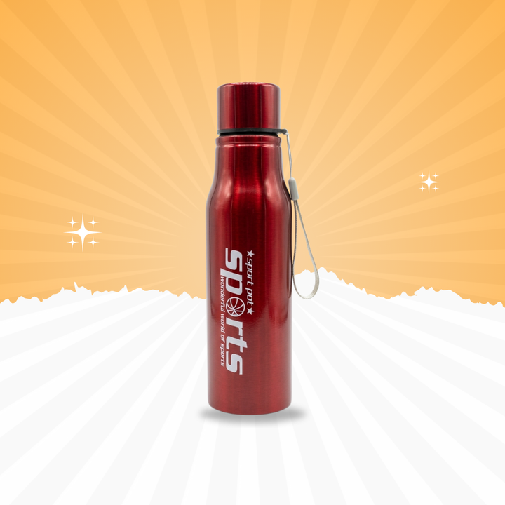 Premium Red Stainless Steel Water Bottle with Carry Strap