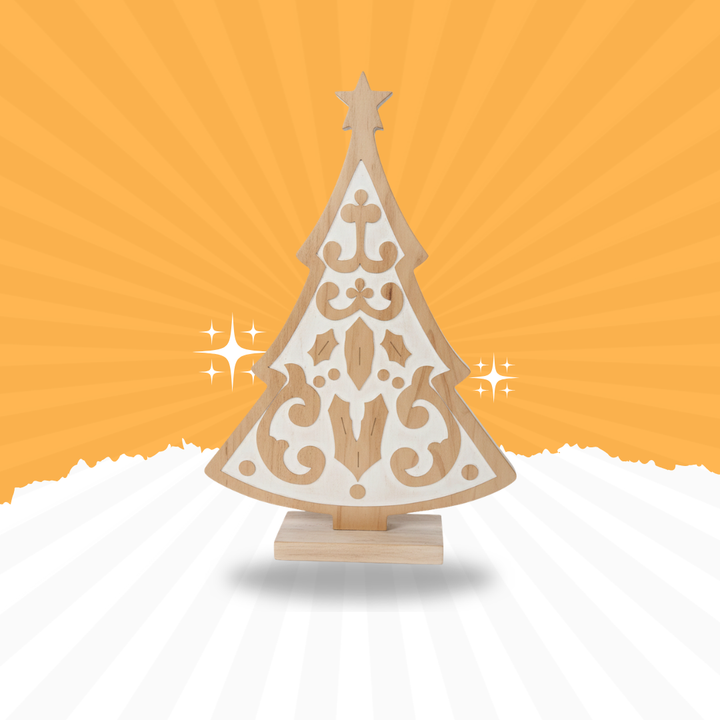 Small Wooden Christmas Tree Decor – Tabletop Holiday Decoration
