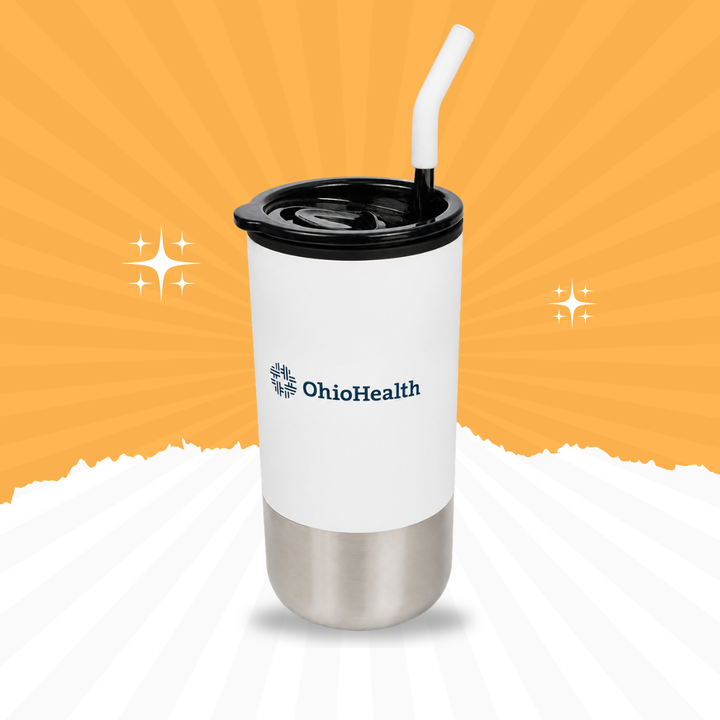 Premium Stainless Steel Insulated Tumbler with Straw – Hot & Cold Coffee Mug | White & Silver