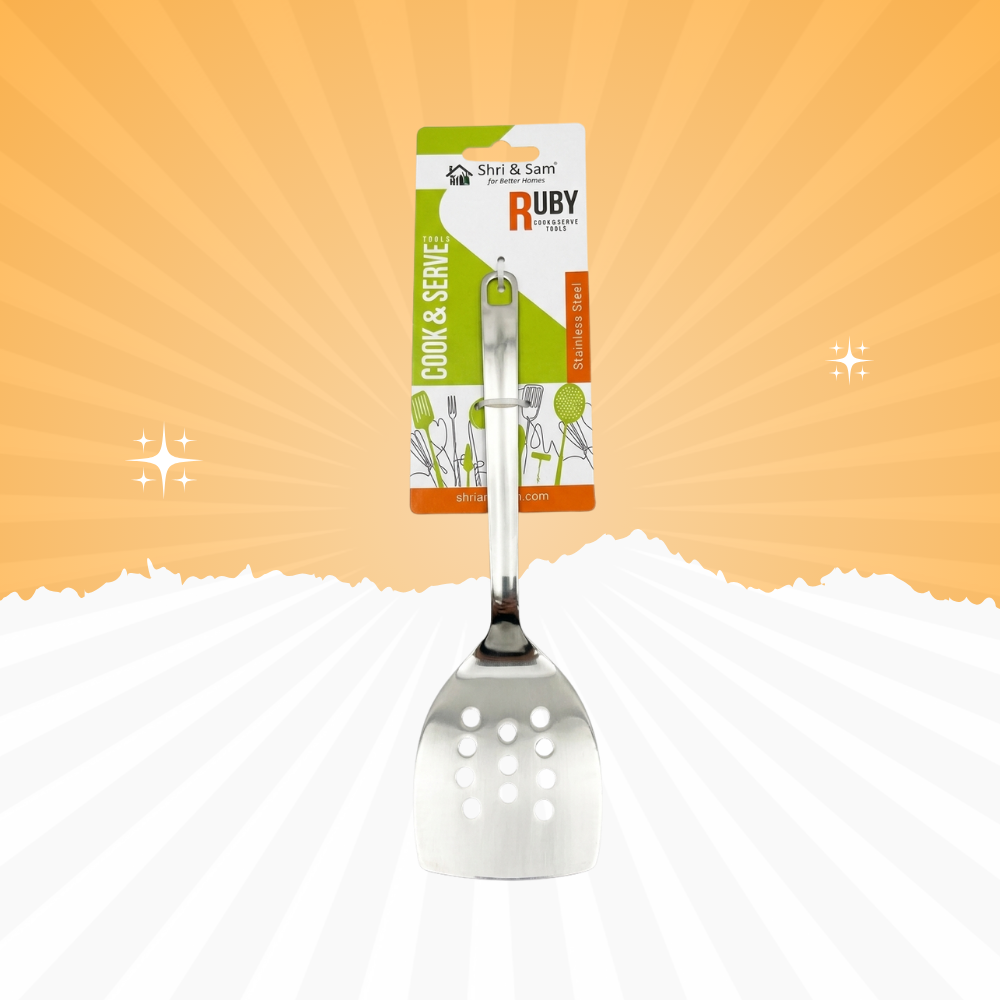 Stainless Steel Slotted Turner Spatula – Oil Draining Cooking Tool | Baniyabudgetstore