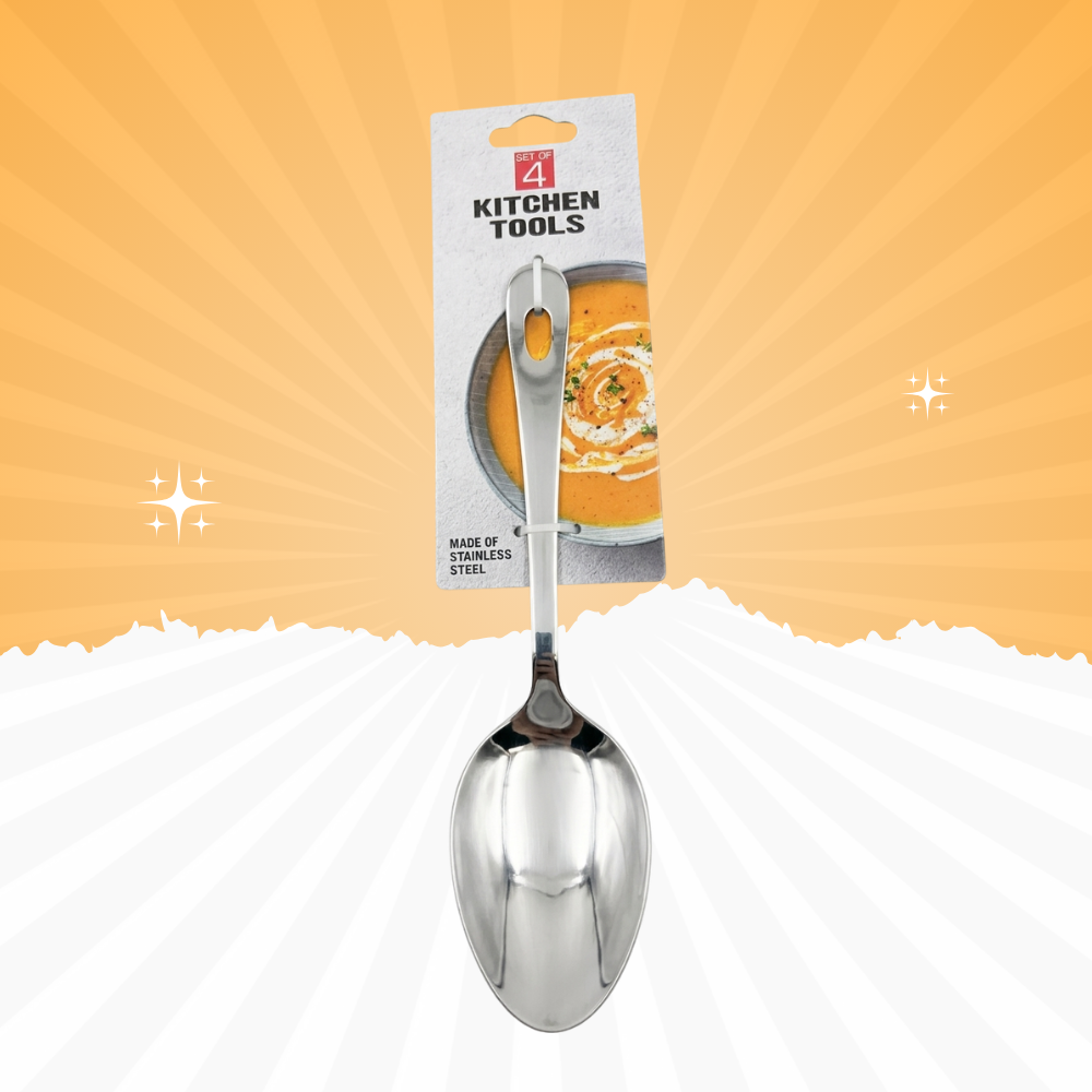 Stainless Steel Serving Spoon Set (Set of 4) – Heavy Duty Kitchen Tools | Baniyabudgetstore