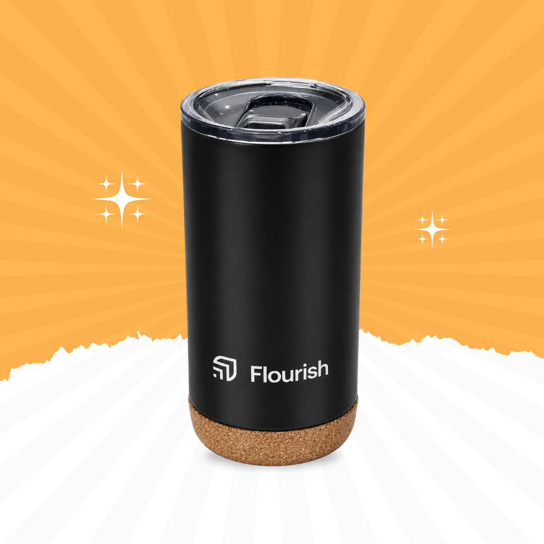 Premium Cork Base Stainless Steel Insulated Tumbler – Hot & Cold Travel Mug with Lid | Matte Black