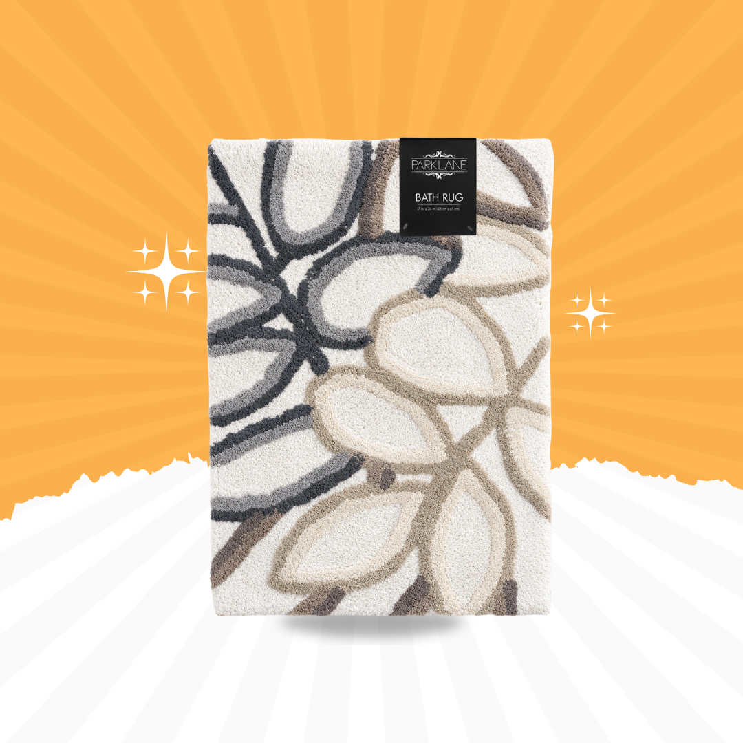 Premium Floral Plush Bath Rug – Soft Anti-Slip Floor Mat (2x3 Feet) | Blue, Green & Grey Design
