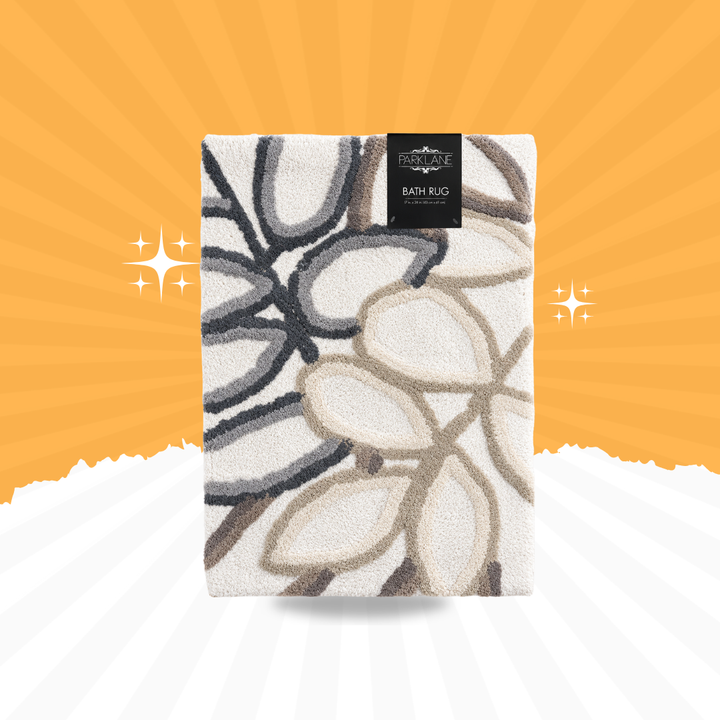 Premium Floral Plush Bath Rug – Soft Anti-Slip Floor Mat (2x3 Feet) | Blue, Green & Grey Design