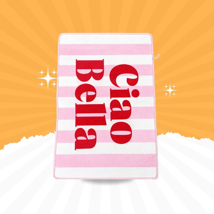 Cute “Bella Ciao” Printed Plush Floor Mat – Soft Anti-Slip Bedroom & Bathroom Rug | Pink & White