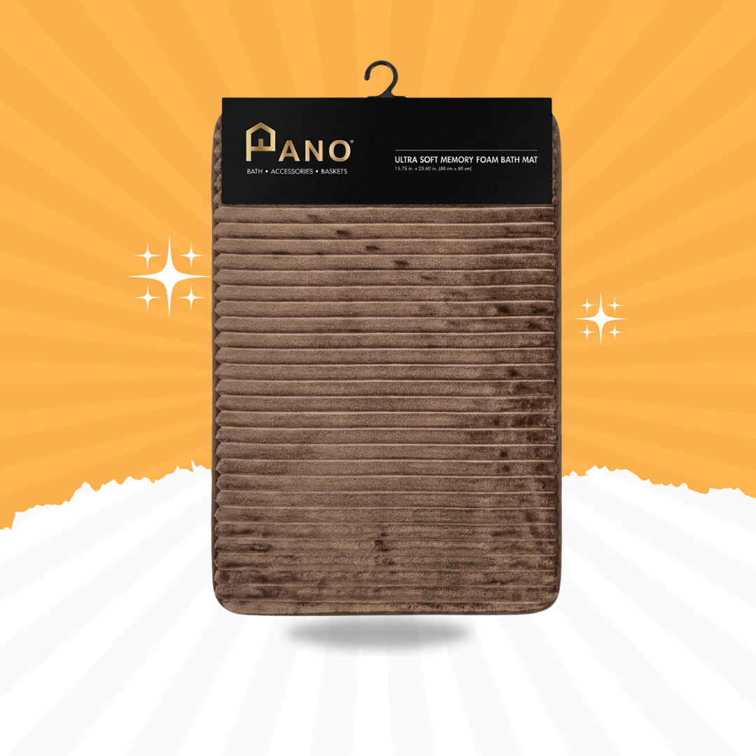 Ultra Soft Brown Memory Foam Bath Mat | Anti-Skid Bathroom Floor Mat | 24×16 Inches