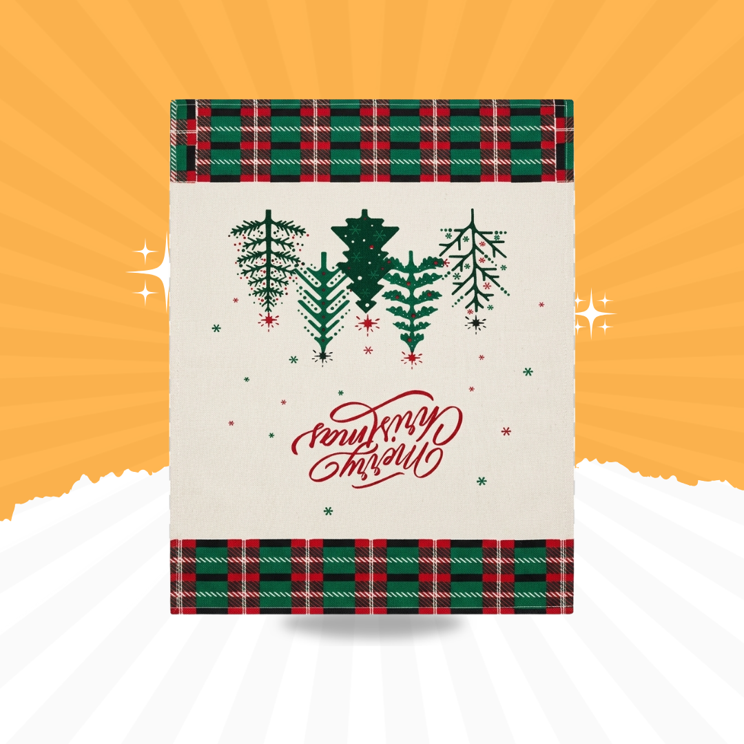 Merry Christmas Printed Table Runner | Festive Plaid Dining Table Decor | 12×90 Inches
