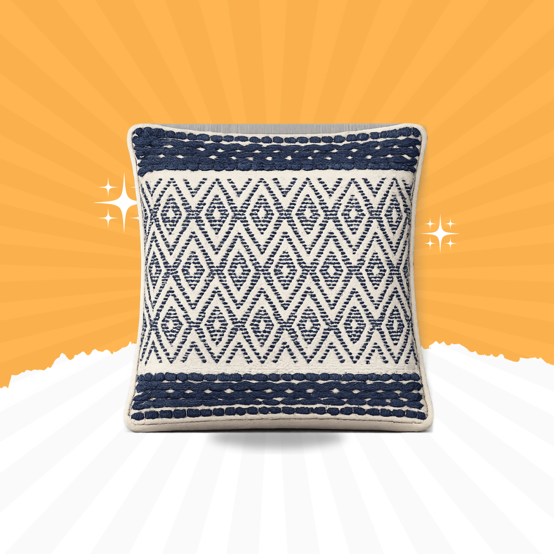 Boho Diamond Cushion Cover Set – 18x18 Inches (Set of 2)