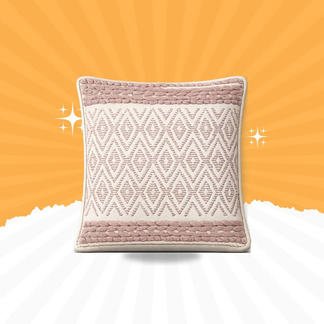 Blush Pink Boho Cushion Cover Set – 18x18 Inches (Set of 2)