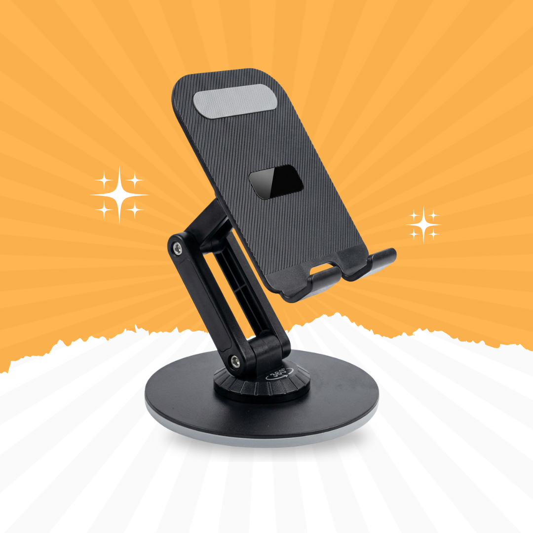 Adjustable Foldable Mobile Phone Stand – 360° Rotating Plastic Desk Holder