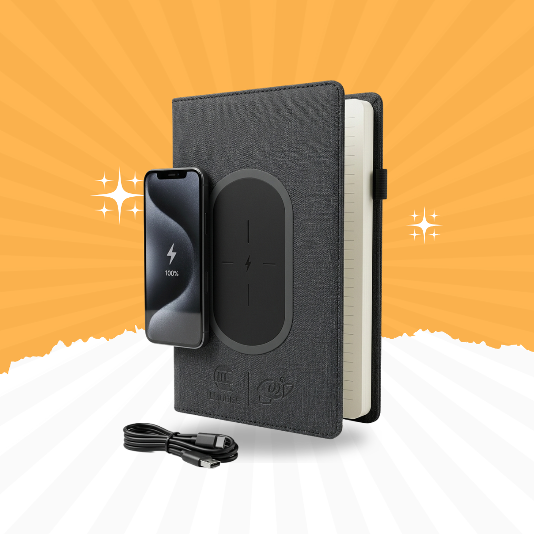 Smart Wireless Charging Diary – Premium Notebook with 10W Wireless Charger