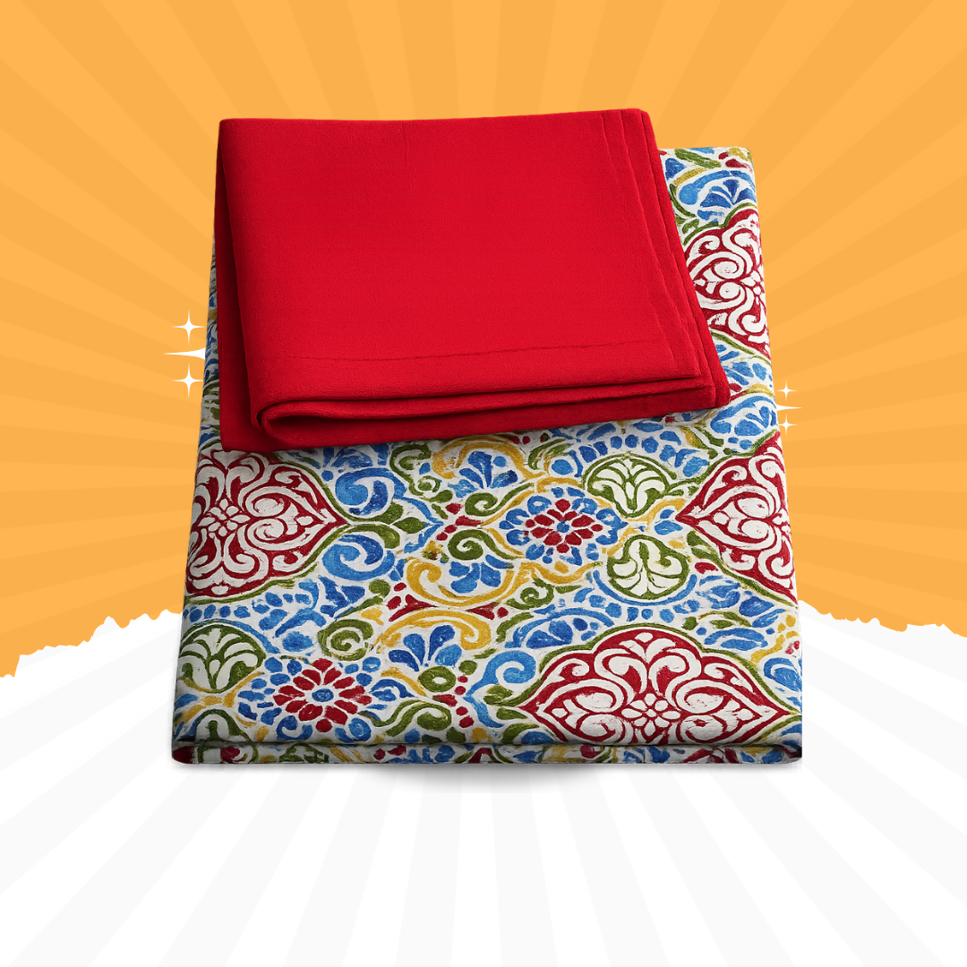 Premium Multicolor Floral Table Cloth with Napkin Set