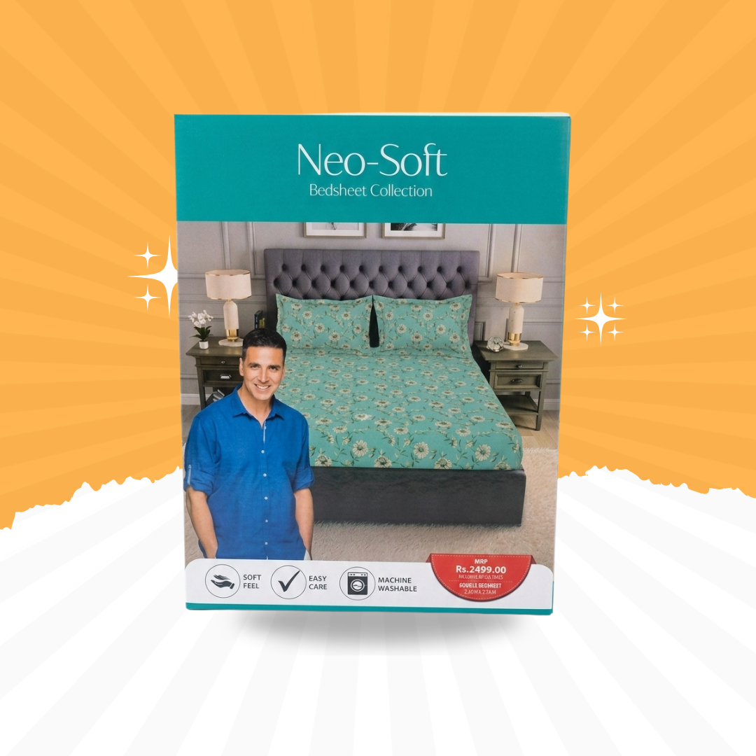 Welspun Living Neo-Soft Double Bedsheet with 2 Pillow Covers