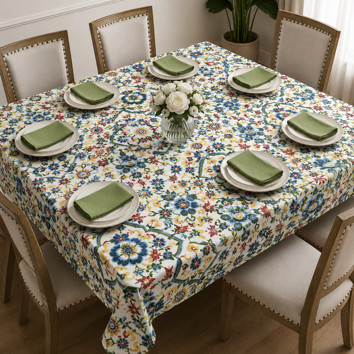 Premium Floral Garden Table Cloth with Napkin Set
